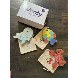 Wordy Bilingual Puzzle Set Toddlers 3 Sea Creatures Toy 2-Sided